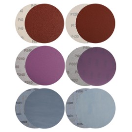 60Pcs 150mm Hook and Loop Sanding Discs Assortment 40/120 Grit, Ceramic 240/600 Grit, Silicon Carbide 3000/5000 Grit Sandpaper for Wet & Dry Precision Sanding | Auto Detailing & Fine Woodworking