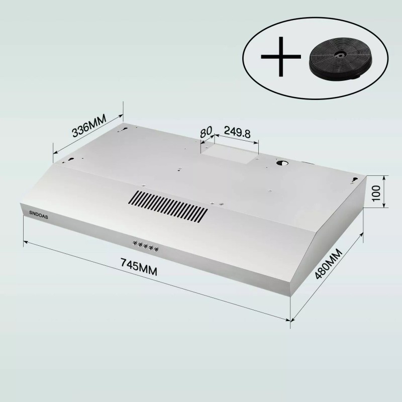 SNDOAS 30inch Under Cabinet Range Hood 230 CFM Stainless Steel