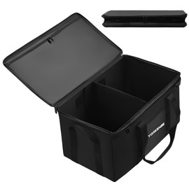 Yorkenbe 45L Camping Organizer, 1680D Heavy Duty Waterproof Camping Storage for Camping Cooking Utensils and Camping Cookware, with Hard Bottom, Camping Bag with Zippered Lid for RV, Hiking