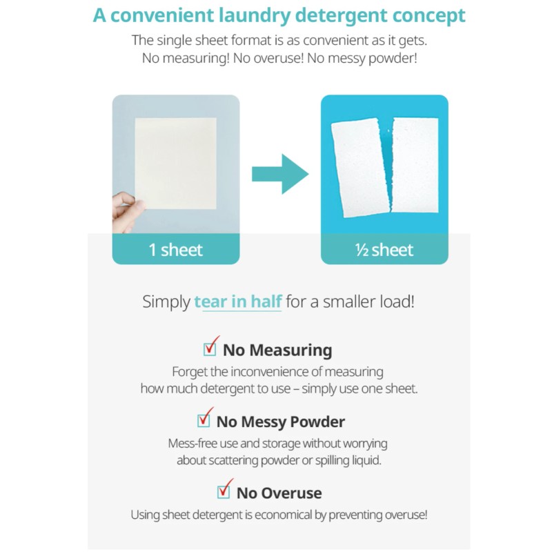 Atomy Sheet Laundry Detergent Powerful Cleansing Highly Concentrated 30 Sheets