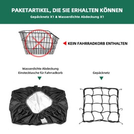 ANZOME Bicycle Basket Luggage Net & Waterproof Cover, Bicycle Basket Rear Insert Bag with Reflective Strip, Bicycle Accessories Fits Most Bicycle Baskets