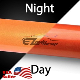Free Tool Kit 24"X48" Reflective Orange Vinyl Car DIY Wrap Sticker Decal Graphic Sign Self Adhesive Film