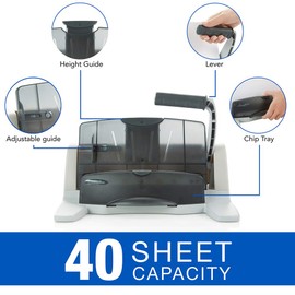 Swingline Hole Punch, 2-7 Holes Adjustable, 40 Sheet Capacity, Desktop Hole Puncher, LightTouch, Black/Silver (74357)