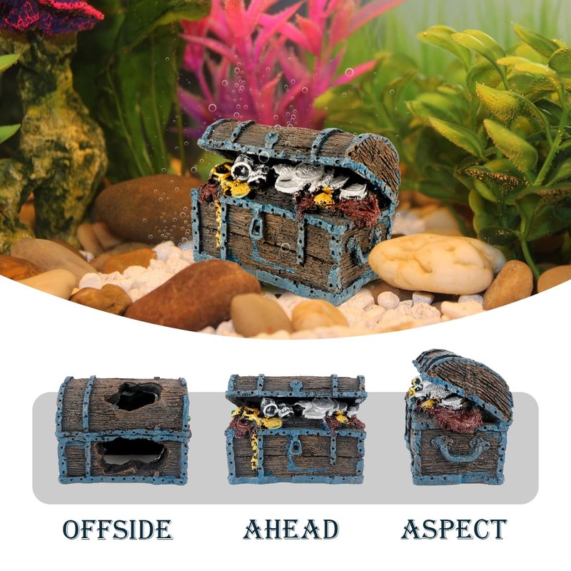 YOLUFER Aquarium Decorations Resin Treasure Box Ornaments Simulation Treasure Chest