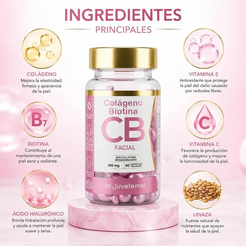 90 Cápsulas De Colágeno Y Biotina Juveternal
