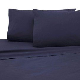 Martex Cotton Rich Bed Sheet Set - Brushed Cotton Blend, Super Soft Finish, Wrinkle Resistant, Quick Drying, Bedroom, Guest Room - 4-Piece Queen Set, Navy