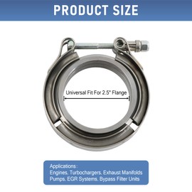 JDMSPEED New 2.5" V-Band Flange & Clamp Kit Stainless Steel 2 Pcs Replacement For Turbo Exhaust Downpipes (2)