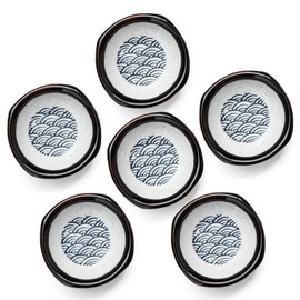 forkmannie Ceramic Sauce Dish Set of 6 Soy Sauce Dipping Bowls Appetizer Plates Side Dishes Serving Dish Japanese Style Dinnerware Set (Blue-4)
