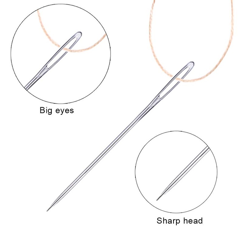 Large Eye Sewing Needles, 2.05-inch Sewing Sharp Needles, Needles for