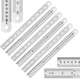 EBOOT 6 Pack 12 inch Stainless Steel Rulers, Metal Rulers Imperial & Metric Graduations for Precision Measuring Meter Yard Stick for Construction Drafting Woodworking