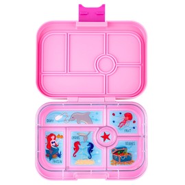 yumbox Original Leakproof Kids Bento Lunch Box, 5 Compartments + Dip Well, Easy-Open Latch, Portion Control, Removable Illustrated Tray, Ages 3-7 (Power Pink (Mermaid Tray))