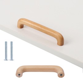 HY HUIJUN Pack of 4 Wooden Handles Solid Kitchen Handles Door Handles Furniture Handles Drawer Handle Home DIY Decor for Kitchen Cabinet Drawer Furniture