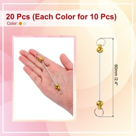 PATIKIL 20 Pcs Beadable Keychain Bars, Metal Beaded Keychain Blanks Bulk Making Supplies Kit with Double Side Loops for Pendant DIY Art Crafts, Silver Plating/Gold Plating