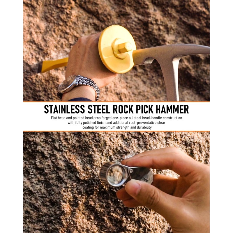 INCLY 7 Pcs Geology Rock Pick Equipment Kit, 3lb Sledge