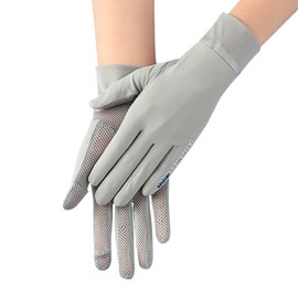 ITODA Cycling Gloves UV Protection Gloves Summer Cooling Touchscreen Gloves Unisex Ice Silk Running Gloves Reflective Thin Summer Gloves Mesh Sports Gloves Running Cycling Grey