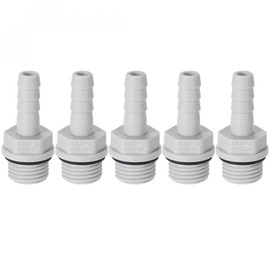 sourcing map PVC Barb Hose Fitting Connector Adapter 6mm or 15/64" Barbed x G1/4 Male Pipe 5pcs