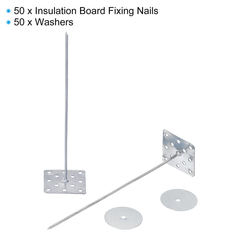 PATIKIL 4 Inch Perforated Insulation Pins with Round Washers, 50
