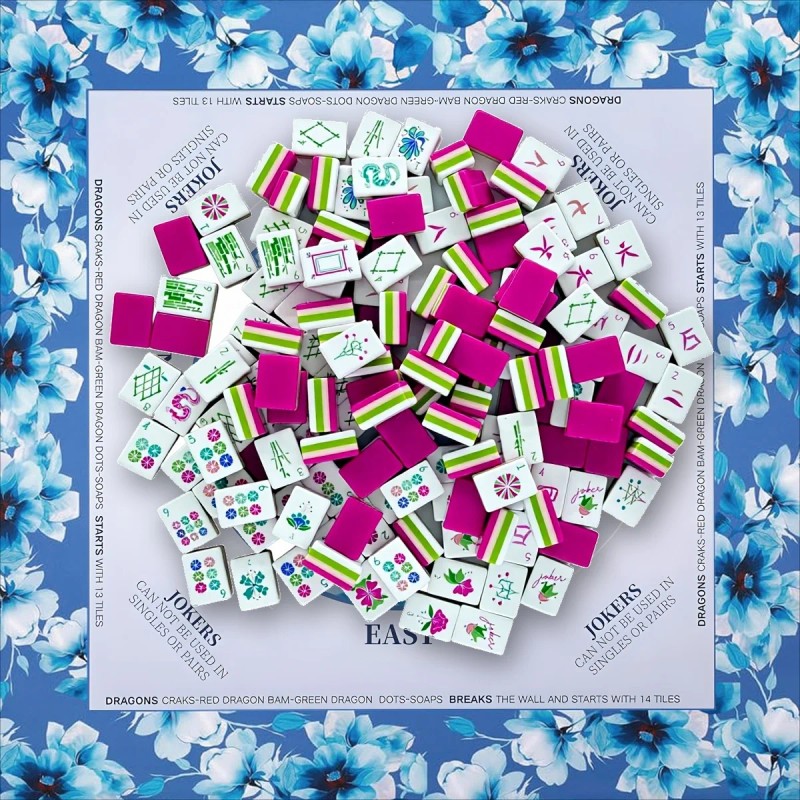 American Mahjong Set Mat 160PCS 32mm 4-Layer Green Acrylic Engraved