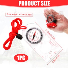 LANAFAY Navigation Compass, Portable Backlight Hiking Compas with Adjustable Lanyard, Waterproof Orienteering Compass Map Ruler Magnifier, Hiking Equipment for Explorer Outdoor Adventure Enthusiasts