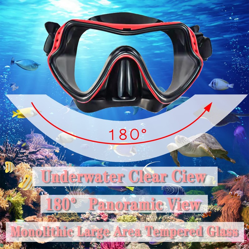 Diving Snorkel kit，Adjustable Panoramic View Anti-Fog Diving Mask，Snorkeling Gear for