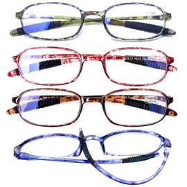 AQWANO 4 Pack Computer Reading Glasses Blue Light Blocking Lightweight TR90 Flexible Frame UV Protection Readers for Women Men (4 Pack, 4.00)