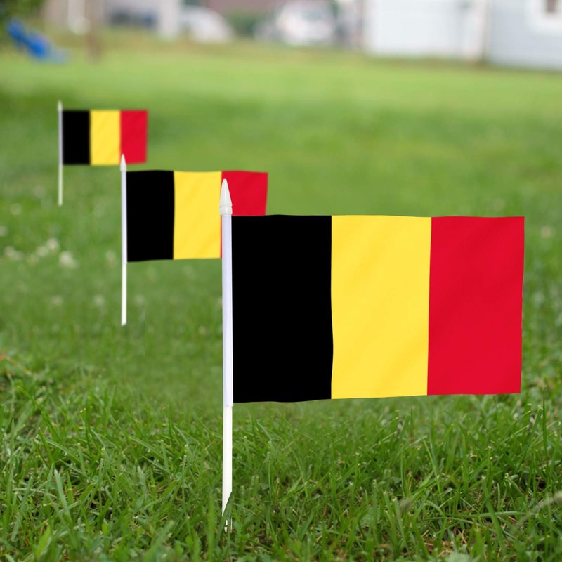 Anley Belgium Mini Flag 12 Pack - Hand Held Small