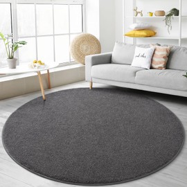 Gifeas Ultra Soft Round Area Rugs for Living Room Bedroom, 5x5 Feet Dark Grey Thickened Memory Foam Modern Indoor Circle Carpets, Non-Slip Comfy Circular Rug for Boys Girls Nursery Room Home Decor