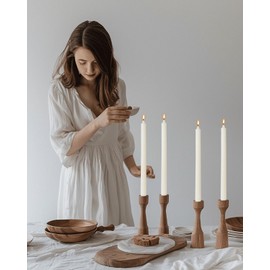 Tall Dripless Taper Candles Ivory Tapered Candlesticks-Smokeless,Unscented,Long Burning-Hand Poured,Colored for Home Decor Wedding, Dinner-10.6inch,Set of 12