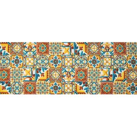 HomeLife Washable Non-Slip Kitchen Rug Made in Italy [Cm 58X80] | Modern Chenille Runner | Colourful Long Runner Rug with Digital Print with Majolica Tiles Design [Cm 58X80]