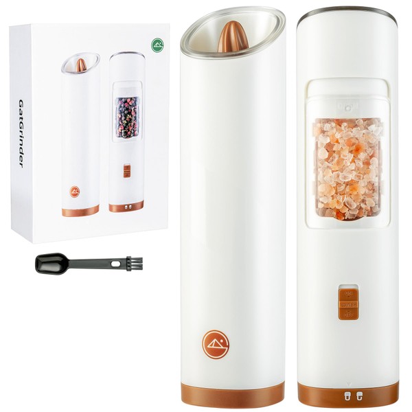 GATGOODS Gravity Electric Salt and Pepper Grinder Set, Adjustable Coarseness,