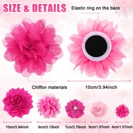 Hoteam 50 Pcs Dog Flower Collar Dog Collar Bows Pet Bow Charms Set for Valentine Party Puppy Pet Cat Grooming Accessories(Pink, Rose Red)