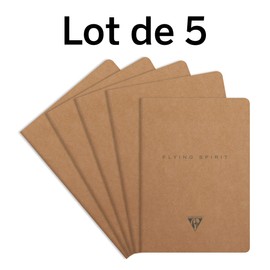 Clairefontaine Flying Spirit 103536C Notebooks, Lined DIN A5, 48 Sheets, Brown Assorted Designs, 1 Pack