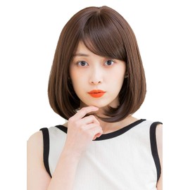 Lineastoria Heartbeat Bob Cut Wig, Full Wig, 10 Colors, 3 Types of Bangs, Medium Size, Type: See-Through Bangs, Color: Chocolat