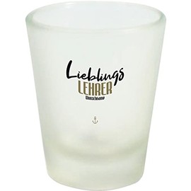 ShirtInStyle Schnapsglas Glas, Lieblingsmensch Lieblings Lehrer, mit Wunschname, Logo, Spruch, Motiv,Farbe Weiß
