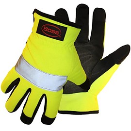 Boss Men's High Visibility Synthetic Leather Palm Winter Work Gloves, Touchscreen Technology, High Dexterity, Abrasion Resistant, 2X-Large, Yellow (9912X)