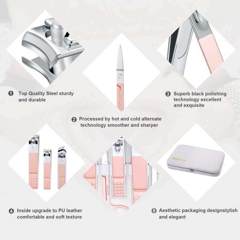 Manicure Set 10pcs Professional Nail Clippers Kit Pedicure Care Tools-Stainless