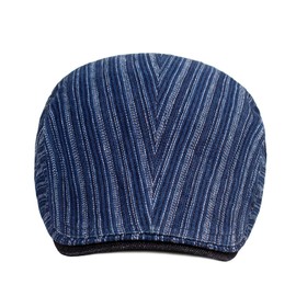 Maxpetus Unisex Vintage Striped Cap Denim Driving Cap (Cotton Blend, Blue)