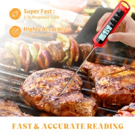 DOQAUS Barbecue Thermometer Meat Thermometer 3S Instant Read Roasting Thermometer Kitchen Thermometer IPX6 Waterproof with Backlight Built-in Magnet for Kitchen, Outdoor Grill and BBQ