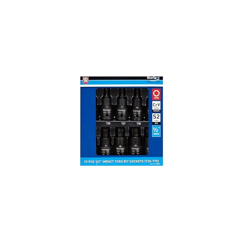 Blue Spot Tools 10 PCE 1/2" Impact Torx Bit Socket
