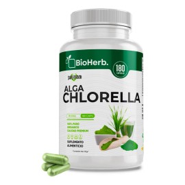 Bioherb Alga Chlorella 100% Pura 180 Cápsulas 500 Mg Sabor Neutro