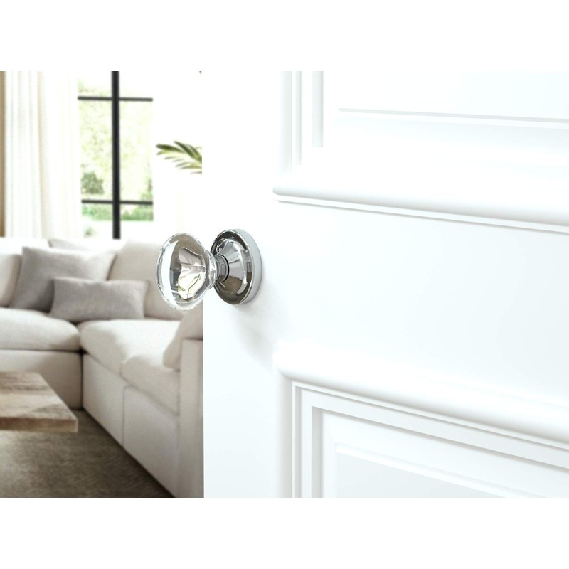 Passage Oval Egg Crystal Door Knobs Polished Chrome Round Rosette
