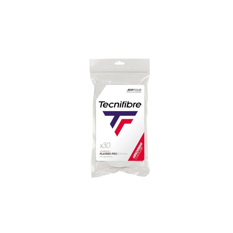 Tecnifibre Players Pro Tennis Grip White (Bag of 30 Grips)