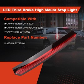 JUMOPARTS 3rd Brake Light 923-116 LED Third Brake Light Compatible with chevy Tahoe 2015-2020 Suburban 2016-2019 Suburban 3500HD Center High Mounted Brake Light 22783104