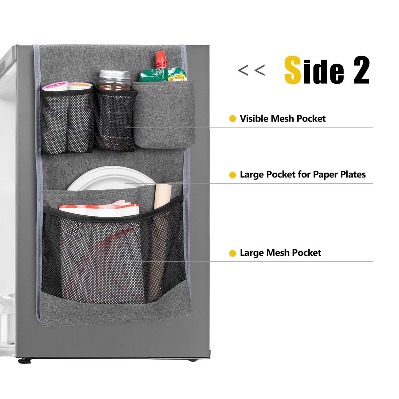 Rexmica Mini Fridge Organizer, Fridge Dust Cover with 14 Pockets