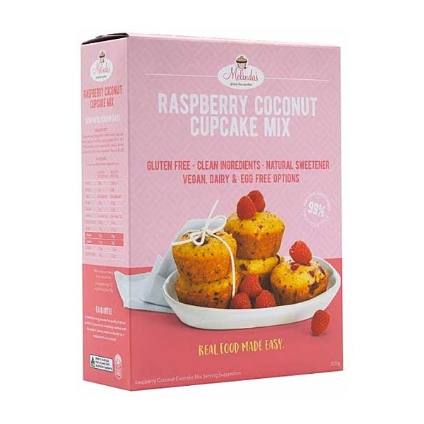 Melindas Raspberry Coconut Cupcakes GF Mix 320g