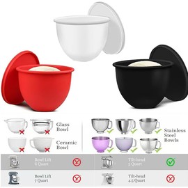 Silicone Liners for KitchenAid Mixer 5 Quart,Silicone Bowl Liners with Lid Kitchen Aid Mixers Accessories