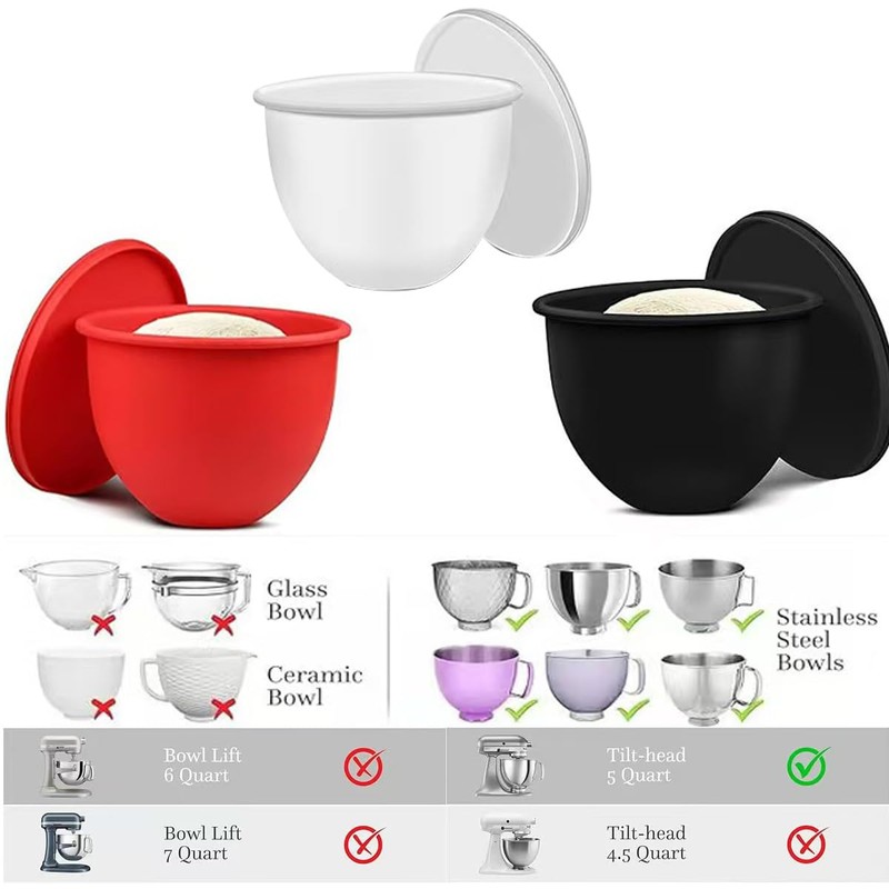 Silicone Liners for KitchenAid Mixer 5 Quart,Silicone Bowl Liners with