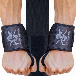 Iron Infidel - Muñequeras para levantamiento de pesas, soporte resistente de 18 pulgadas, para entrenamiento, accesorios de gimnasio para hombres,... 
