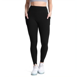 Aoxjox Trinity High Waisted Yoga Pants with Pockets for Women Tummy Control Buttery Soft Compression Workout Leggings 26" (Black, Medium)