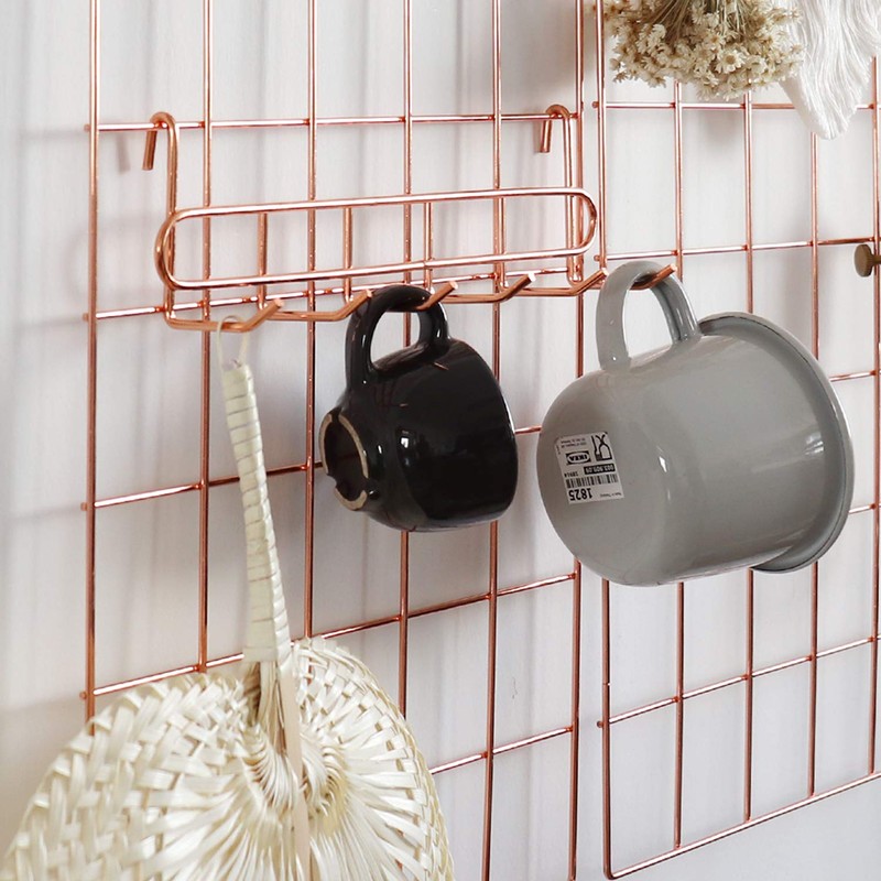 FRIADE Rose Gold Grid Hooks Rack for Wall Grid Panel,Hanging